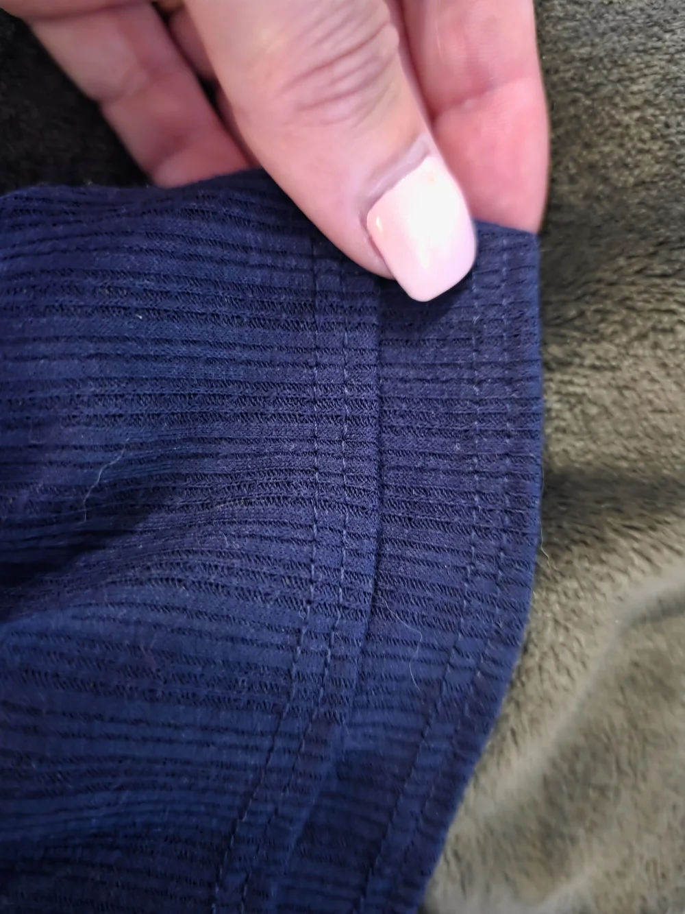 Gilli Navy Ribbed Double Ruffle Sleeve Knit Top - Picture 4 of 7